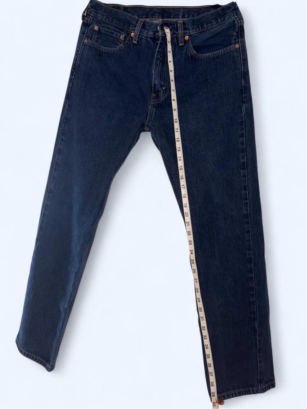 Levi's 505 Men's Dark Blue Straight Jeans with Classic Patch. Size 34W 32L - Picture 4 of 9